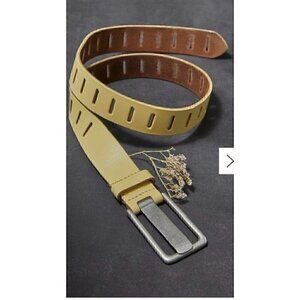 Free People "We The Free" Yellow Leather Belt With Metal Buckle, COWGIRL, S/M